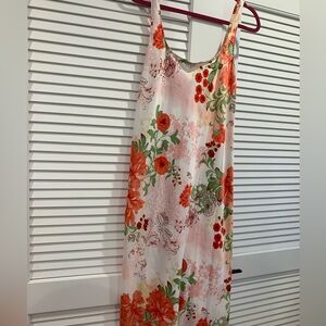 EUC N Natori floral satin slip midi‎ dress size Large